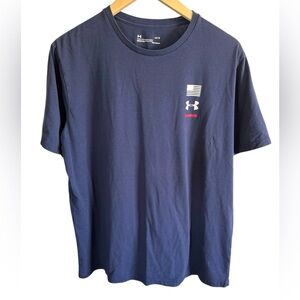 Under Armour Men’s Navy Blue USA Land of the Free American Flag T-Shirt, Large